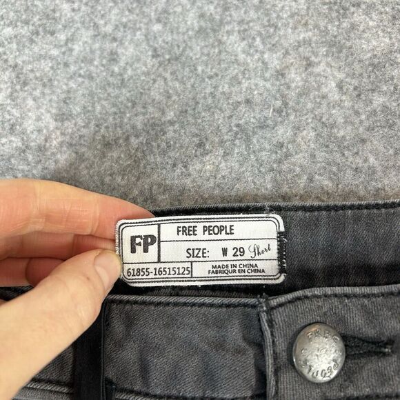 Free People Pants Women's 29 Black Denim Jeans Flared Bell Cotton Blend - Picture 3 of 10